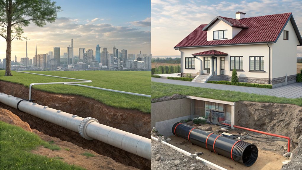 sewer lines versus septic systems